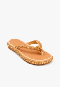 Chinelo feminino de dedo dourado com strass 1 chinelo feminino de dedo golden velvet com strass
