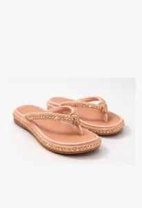 Chinelo feminino de dedo dourado com strass 4 chinelo feminino de dedo Rose Lumière com strass