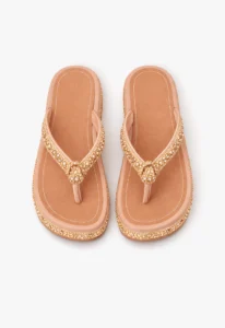 Chinelo feminino de dedo dourado com strass 3 chinelo feminino de dedo Rose Lumière com strass