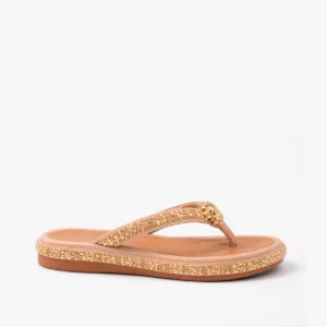 chinelo feminino de dedo Rose Lumière com strass